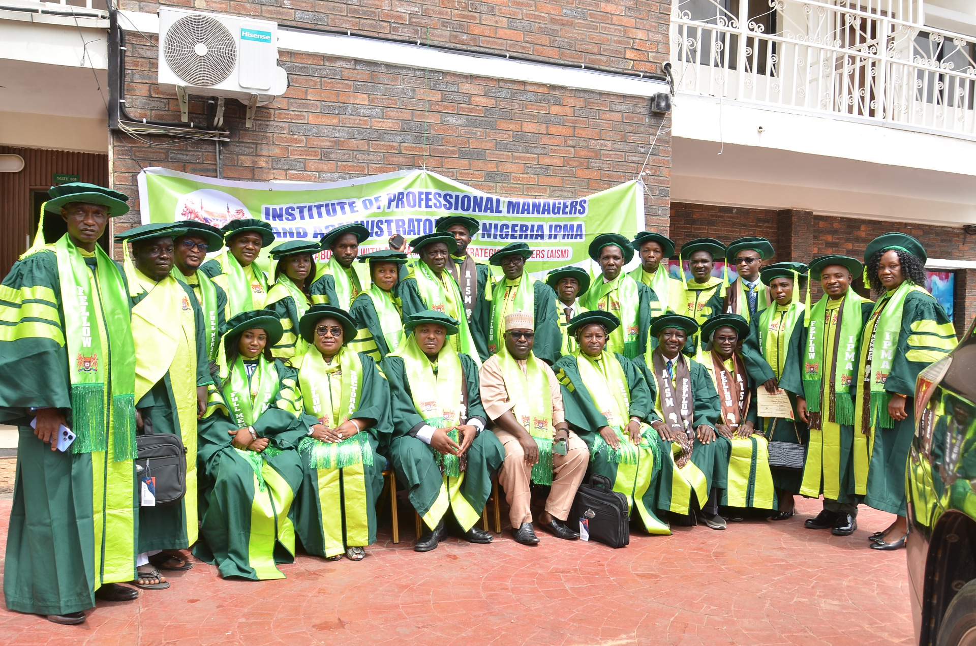 IPMA Nigeria members and fellows gathered in ceremonial gowns at an induction event